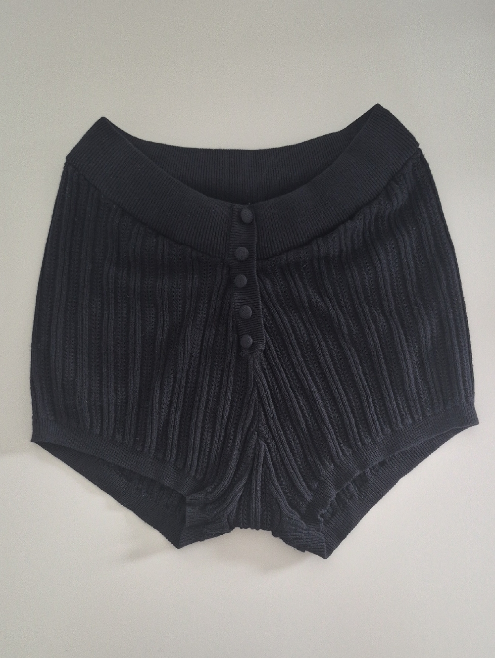 For Love & Lemons Black Ribbed High-Waist Shorts/ Intimates & Sleepwear